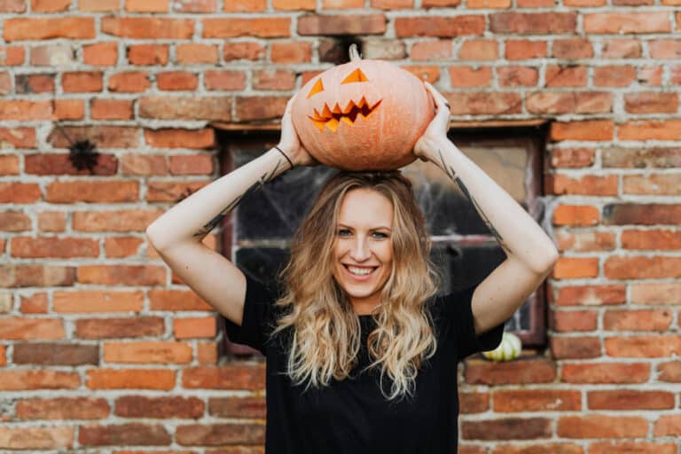 woman with pumpkin